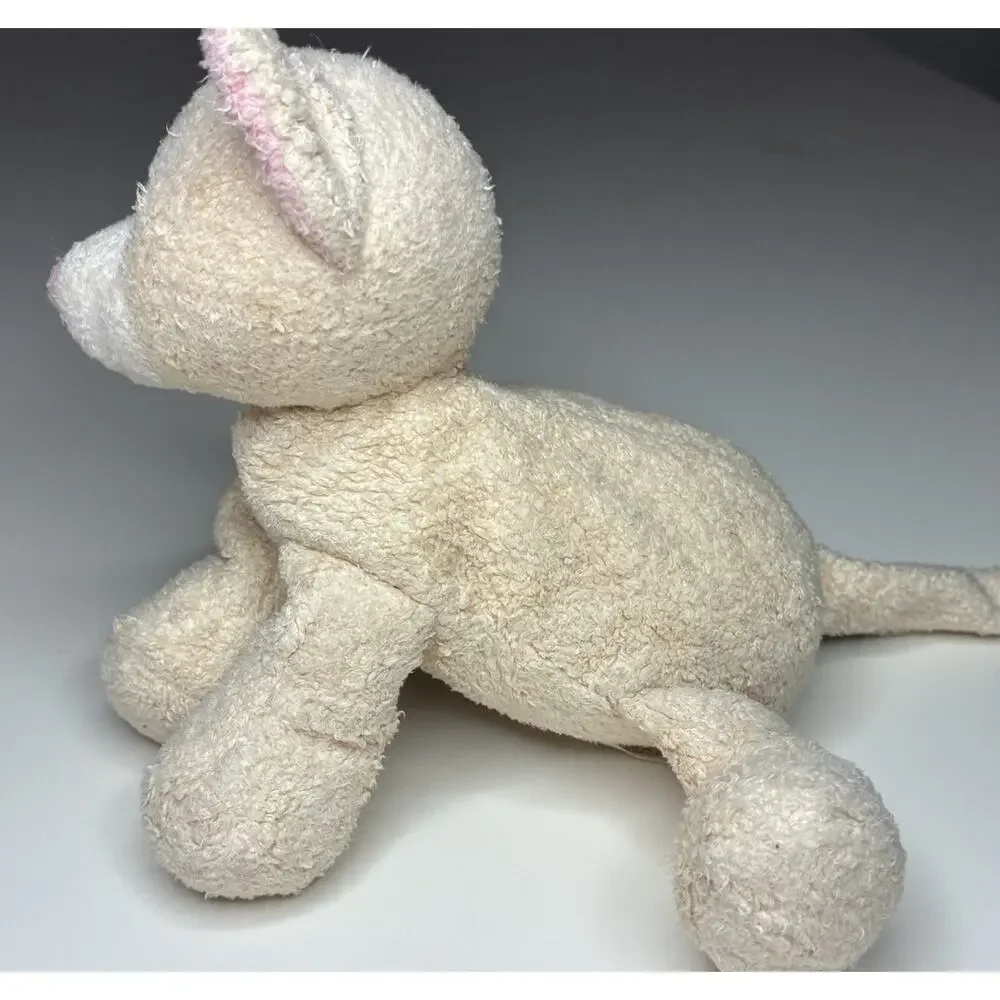Vintage Russ Berrie Luv Pets Tabbies Cream Cat Plush 5” White Beanie Stuffed Toy